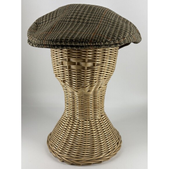 Gala Forest Cap Hat Green Tan Houndstooth Mens 7" Wool Scotland - Picture 2 of 6